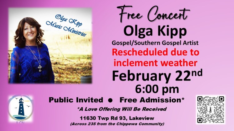 Indian Lake Church of the Nazarene Free Concert February 22, 2026 Olga Kipp Ministries